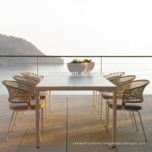 New arrive modern style table and rope chairs outdoor garden webbing dining set